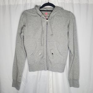 Y2K Apollo Gray Cropped Full Zip Hoodie Size Large